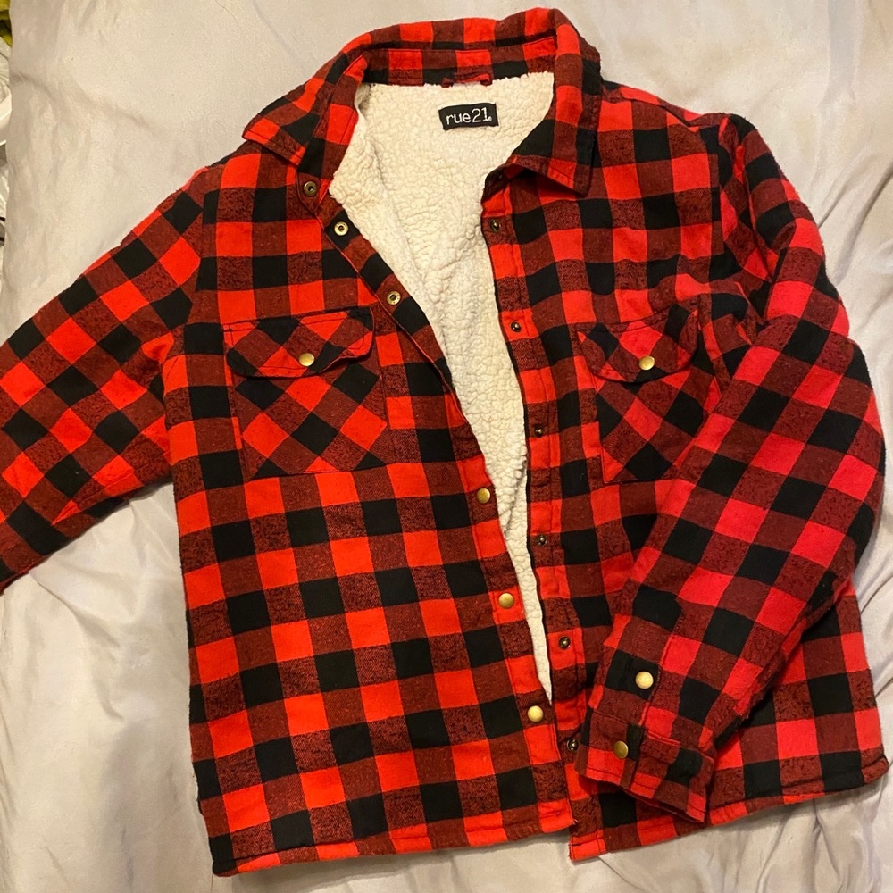 Red plaid Fleece Jacket
